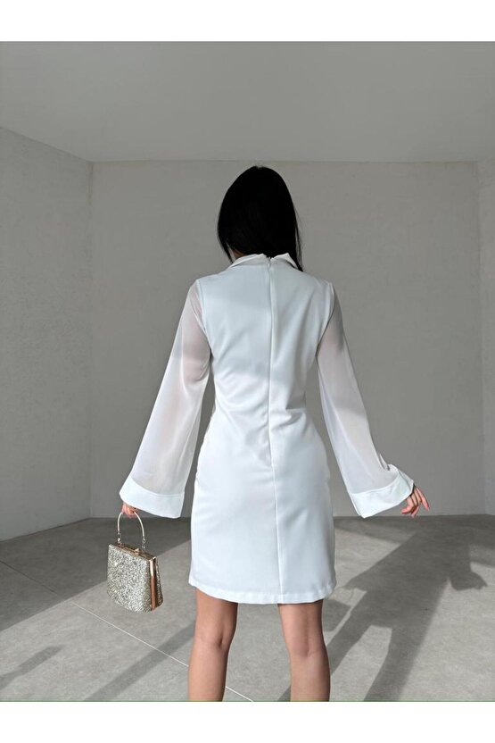 Şifon Detaylı Mini Elbise