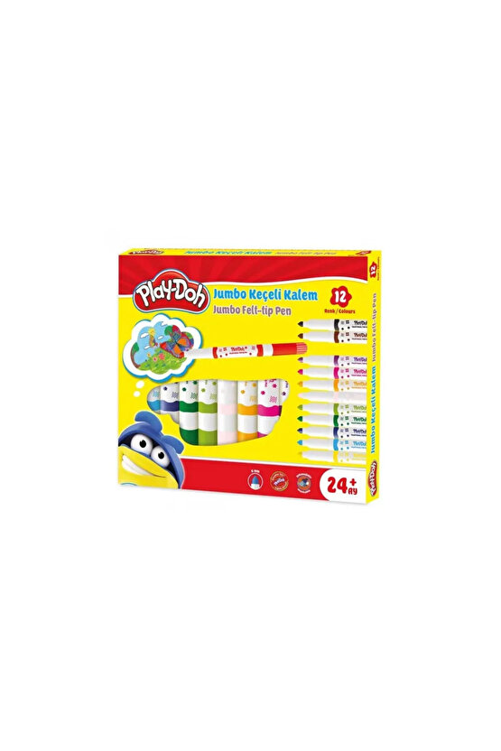Play-doh 12 Renk Jumbo Keçeli Kalem 6 Mm Ke020