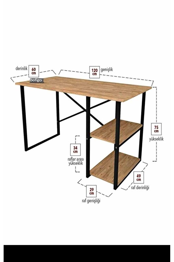 CEVİZ RENK RAFLI ÇALIŞMA MASASI
