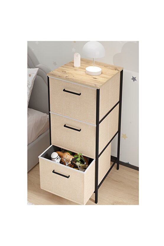 Çocuk Dolabı 3 Çekmeceli Büyük Boy Komodin Sehpa