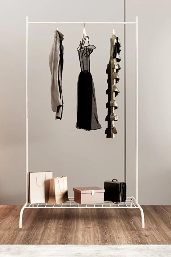 Elbise Askılığı Konfeksiyon Ayaklı Askılık Tek Raflı 148x106