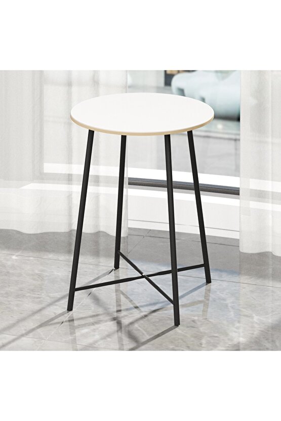 Bar Masası Yuvarlak Mutfak Masası Bistro Masa Beyaz 1520