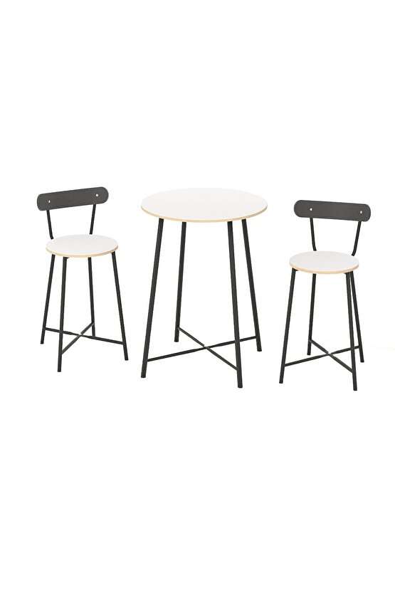 Mutfak Oval 2 Kişilik Bar Yemek Masası Beyaz 1516