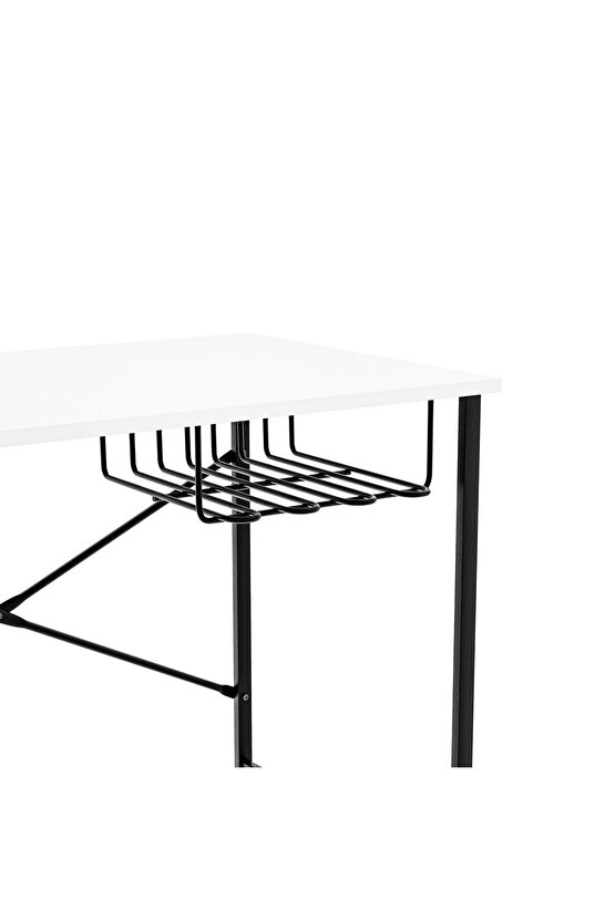 Bilgisayar Masası Raflı Çalışma Laptop Masası Beyaz 1342