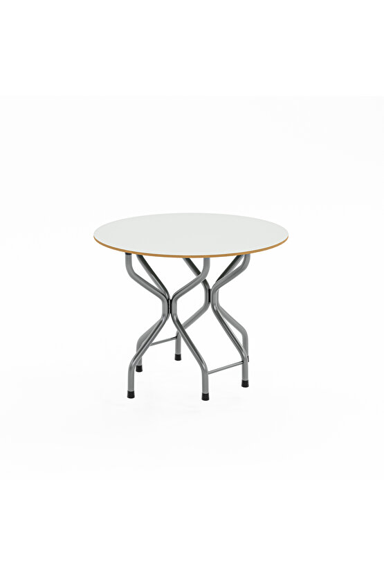 Mutfak Masası Balkon Katlanır Masa Yuvarlak Beyaz 1077