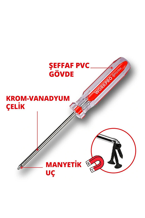 WP200533 7 Parça CR-V Manyetik Profesyonel Tornavida Seti