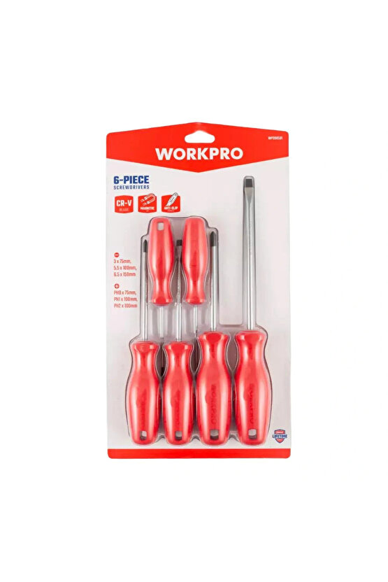 WP200501 6 Parça CR-V Manyetik Profesyonel Tornavida Seti