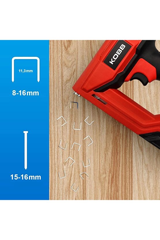 KBZ200B 8-16mm Zımba ve 15-16mm Profesyonel Çivi Çakma Makinesi + 3000 adet Yedek Zımba ve Çivi