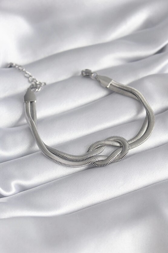 316L Çelik Çelik Gold Renk İtalyan Zincir Düğüm Model Kadın Bileklik