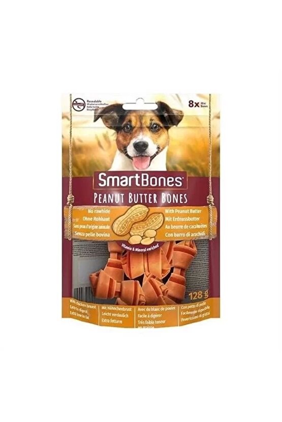 Smart Bones Tavuklu Fıstık Ezmeli Düğüm Kemik Köpek Ödül Maması 128 Gr