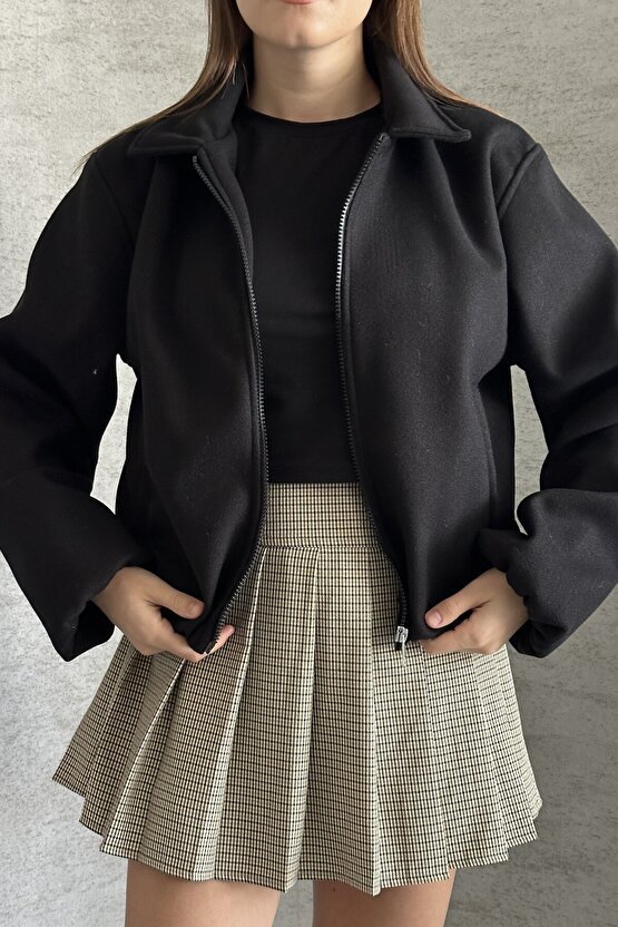 Kadın Oversize Bomber Ceket – Yumuşak Kaşe Dokulu, Mevsimlik, Casual Polar Mont