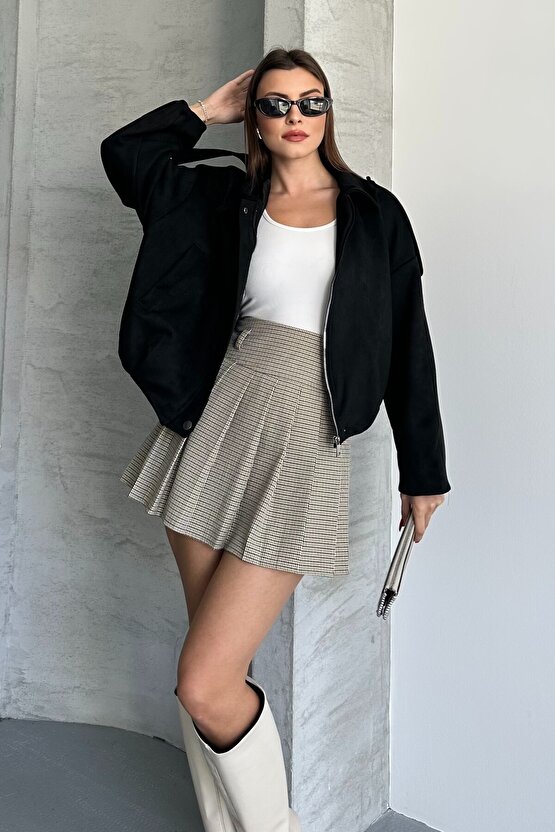 Kadın Oversize Süet Bomber Ceket - Yeni Sezon Deri Trend Ceket