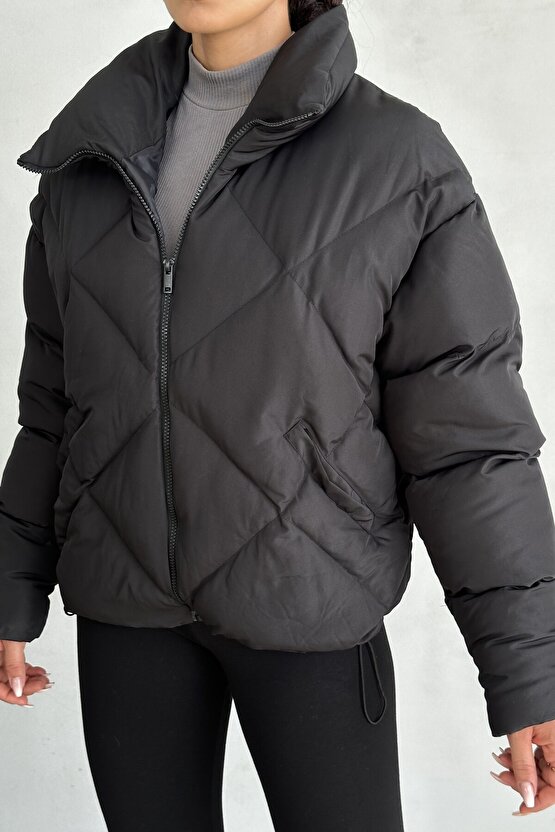 Kadın Siyah Oversize Şişme Mont