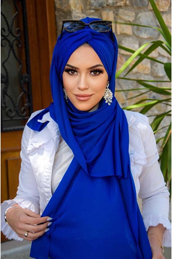 Saks Mavi Burgu Hazır Şal