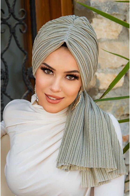 Bej Işıltılı Piliseli Dolama Bone