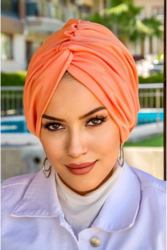 Neon Turuncu Hazır Burgu Düğüm Bone