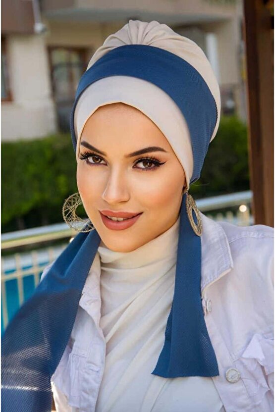 Kemik İndigo Fularlı Bone