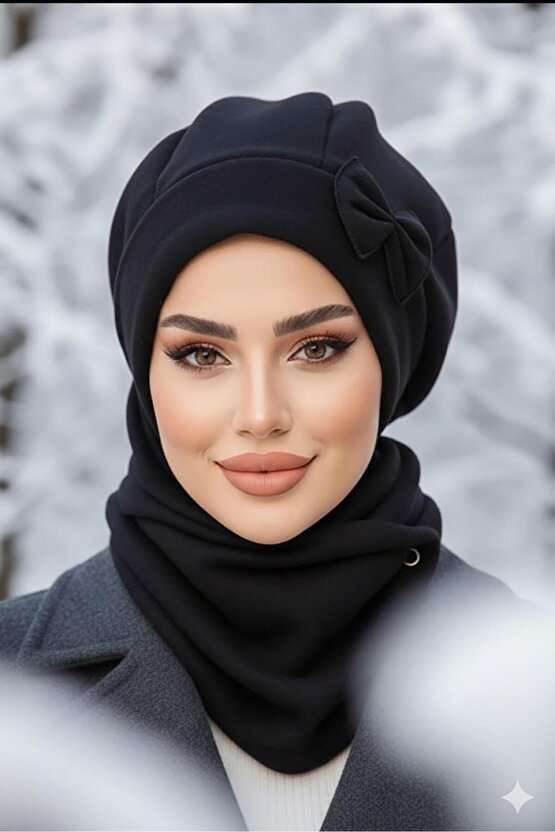 Siyah Fiyonklu Tesettür Bere Ve Etol Takım