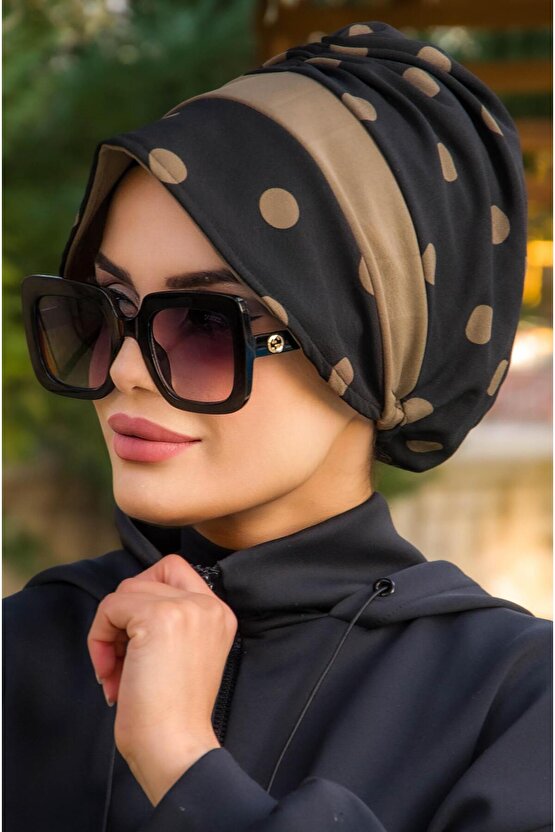 Siyah Vizon Bantlı Şapka Bone