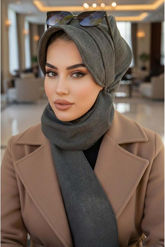 Haki Kaşe Tesettür Şapka