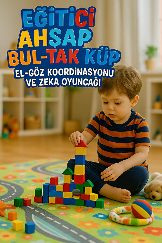 Woodoy 60 Parça Renkli Ahşap Bloklar