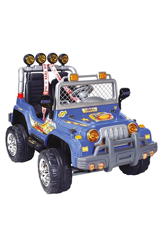 Kumandalı Çift Kişilik Mega Akülü Araba Mavi - 12 Volt İki Kişilik Akülü Araba Akülü JEEP - Mega Off