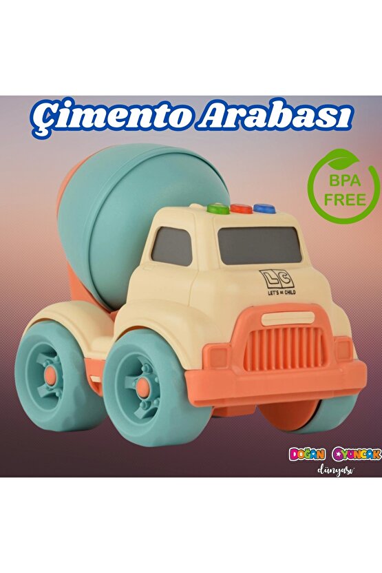Lüx Bej Sesli Ve Işıklı Minik Mikser - Plastik Mikser - Kırılmaz Oyuncak - Kırılmaz Çimento Mikser -