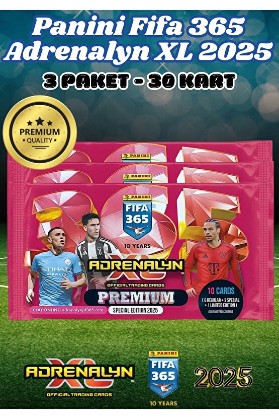 Panini Premium FIFA 365 Adrenalyn XL 2025 Oyuncu Kartı - Premium Futbolcu Kartları - 3 Paket