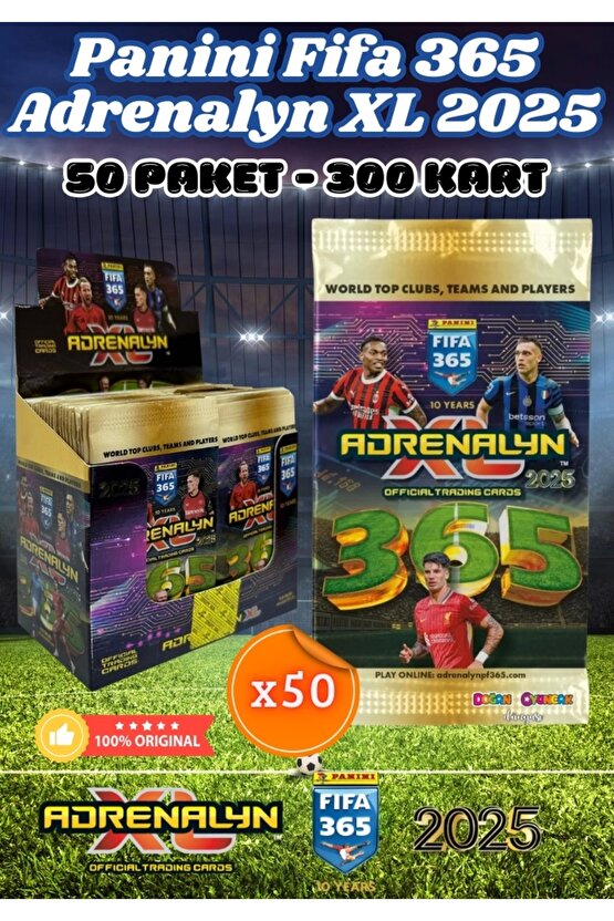 Panini FIFA 365 Adrenalyn XL 2025 Oyuncu Kartı - Futbolcu Kartları - Trading Oyuncu Kartı - 50 Paket