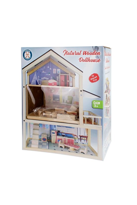 Doğal Ahşap Oyun Evi - Ahşap Tatil Evi - Merdivenli Oyun Evi - Ahşap Ev - Ahşap Oyun Evi