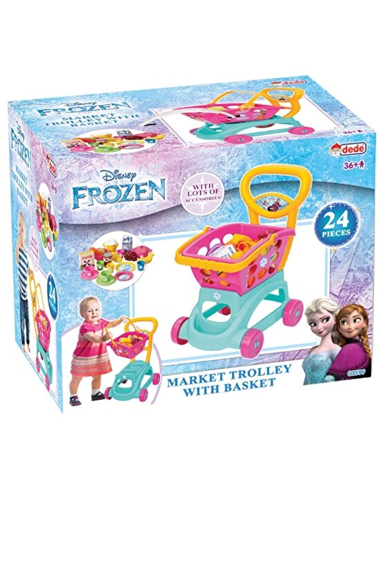 Dede Frozen Sepetli Oyuncak Market Arabası 24 Parça Aksesuarlı