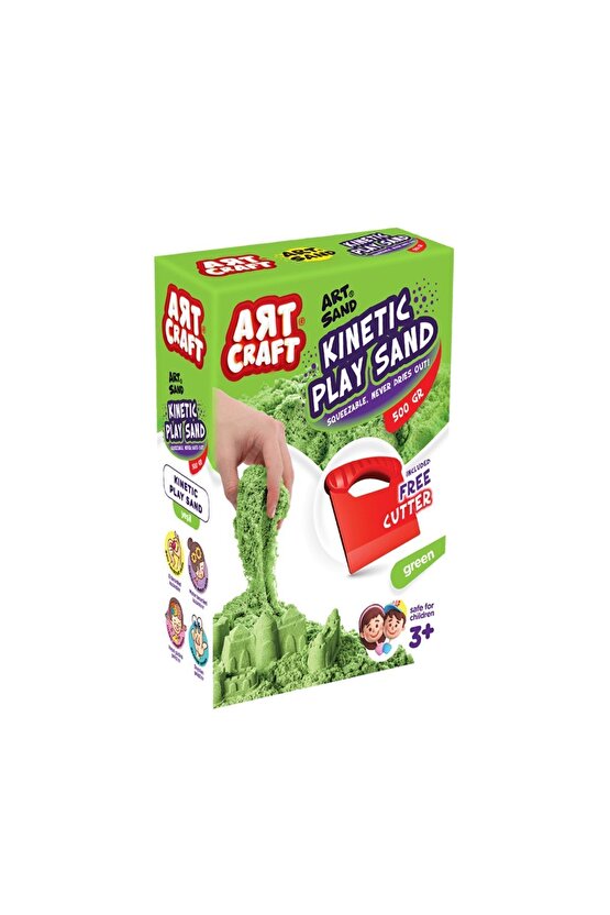 Aksesuarlı Yeşil Kinetik Oyun Kumu (500 Gr.) - Art Craft Kinetik Kum Seti - Art Sand Kumu