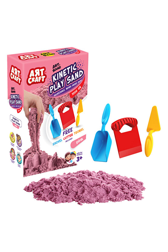 Aksesuarlı Pembe Kinetik Oyun Kumu (1000 Gr.) - Art Craft Kinetik Kum Seti - Art Sand Kumu