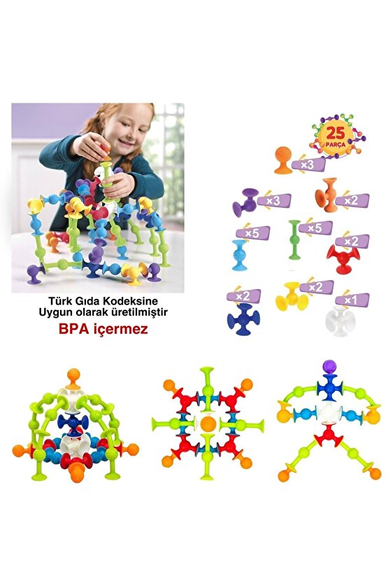 Vakum Molekül 25 Parça Yapı Taşları Fidget Duyusal Eğitici Oyuncak Lego - Vakumlu Lego - Molekül