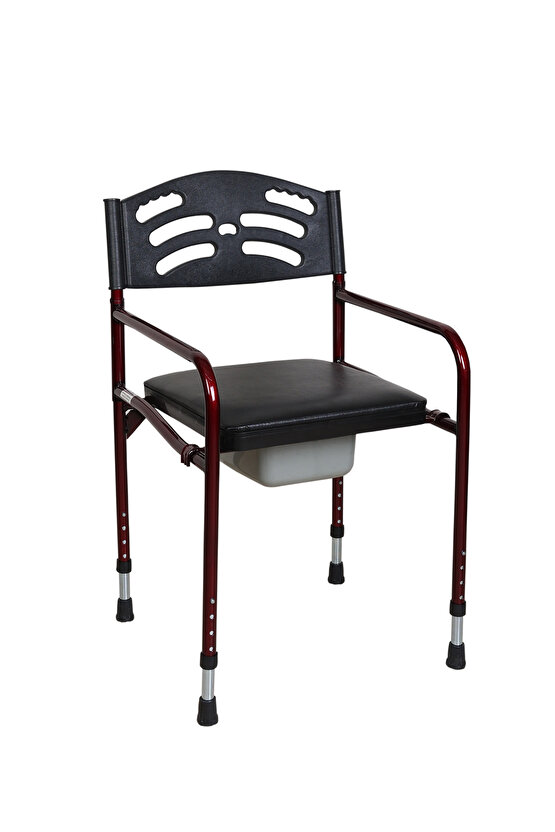 Deri Döşemeli Hasta Yaşlı Engelli Tuvaleti Ayaklı Klozet WC Yükseltici Seyyar Katlanabilir Tuvalet