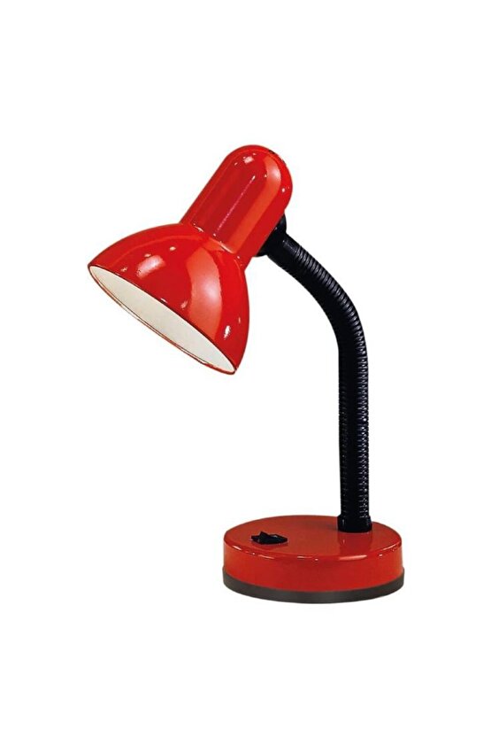 Kırmızı Renk Modern Tasarım Masa Lambası, Ders Çalışma Lambası, Öğrenci Lambası, Fişli Masa Lambası