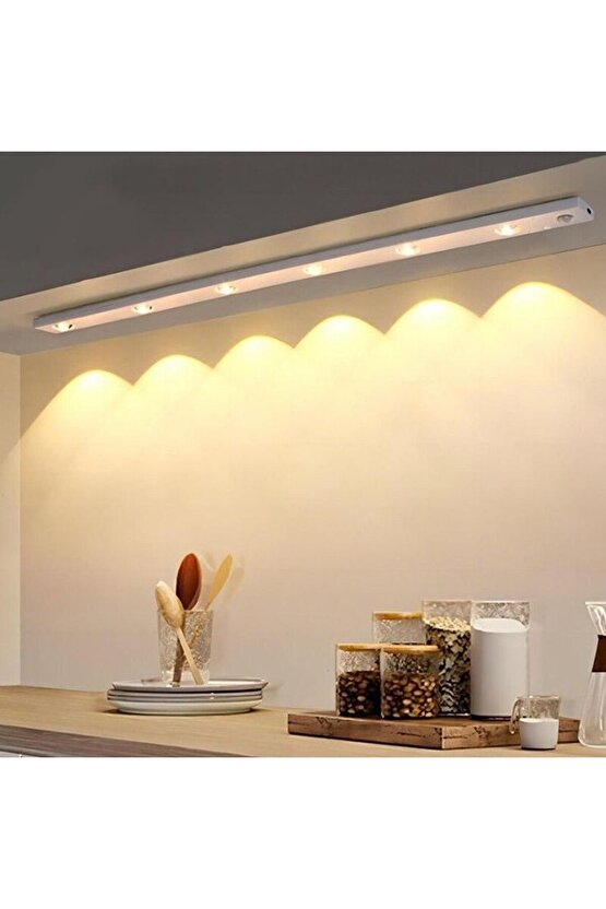 Sensörlü, Şarjlı, 120 Cm, 3 Işık Renkli, Alüminyum Kasa, Işık Desenli, Çok Amaçlı Modern Led Aplik