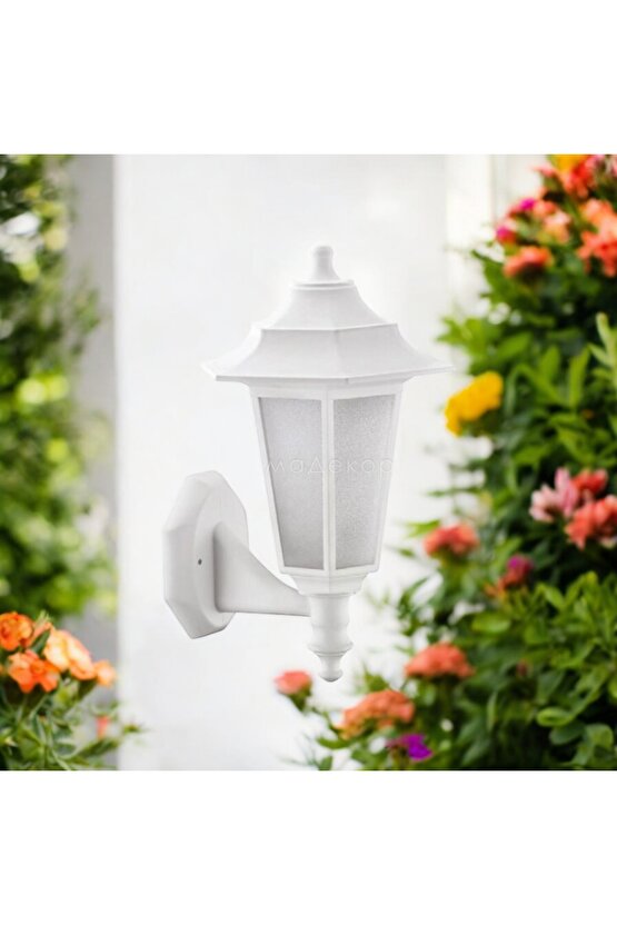 10 W. Beyaz Işık LED Ampulü DAHİL Dekoratif Bahçe, Balkon, Teras, Kapı Giriş Apliği, Bahçe Armatürü