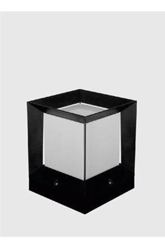 232LAMP Prizma Bahçe Aydınlatma Siyah Kare Küp Armatür, Set Üstü Dekoratif Kare Bahçe Duvar Apliği