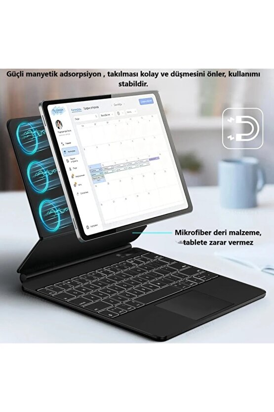 Ipad Klavyeli Manyetik Kılıf Touchpadli RGB Işıklı Bluetooth 1011. Nesil Air 54 10.9-11 Uyumlu