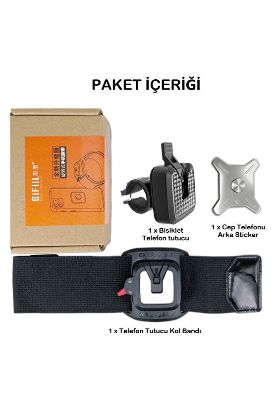 Bisiklet Motorsiklet Gidon Telefon Tutucu 2in1 KolBilek Takılan Band Pratik Kilitli Telefon Tutucu