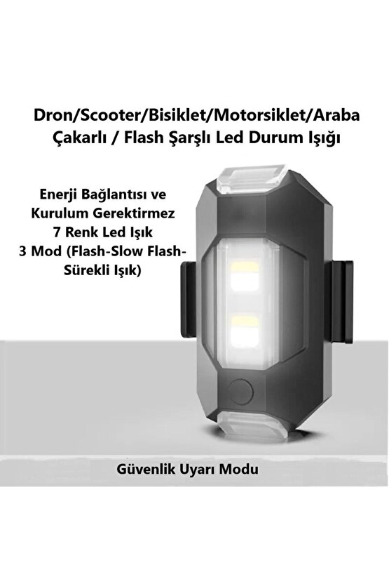 7 Renk Mini Led Şarjlı 45w Dron Scooter Bisiklet Motosiklet Araba Çakarlı Led Uyarı Işığı