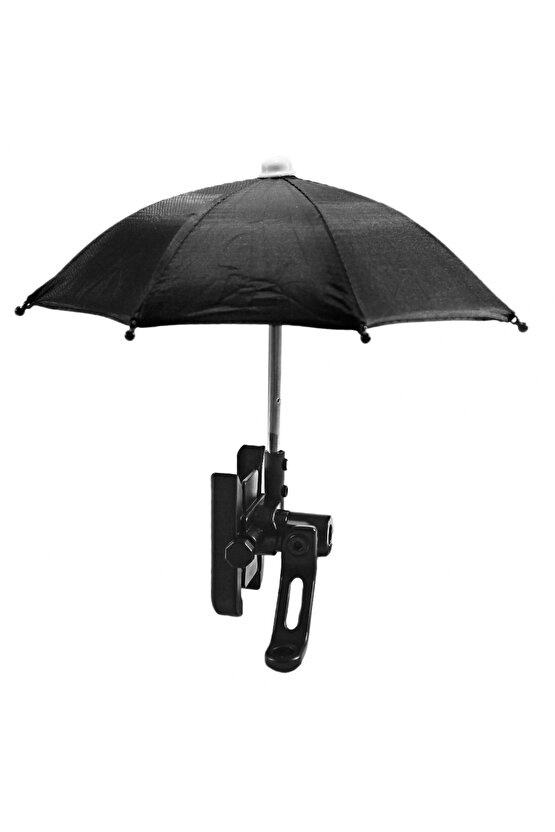 Siyah Ayna Bağlantılı Şemsiyeli Ayarlı Telefon Tutucu Aliminyum A+++ Kalite