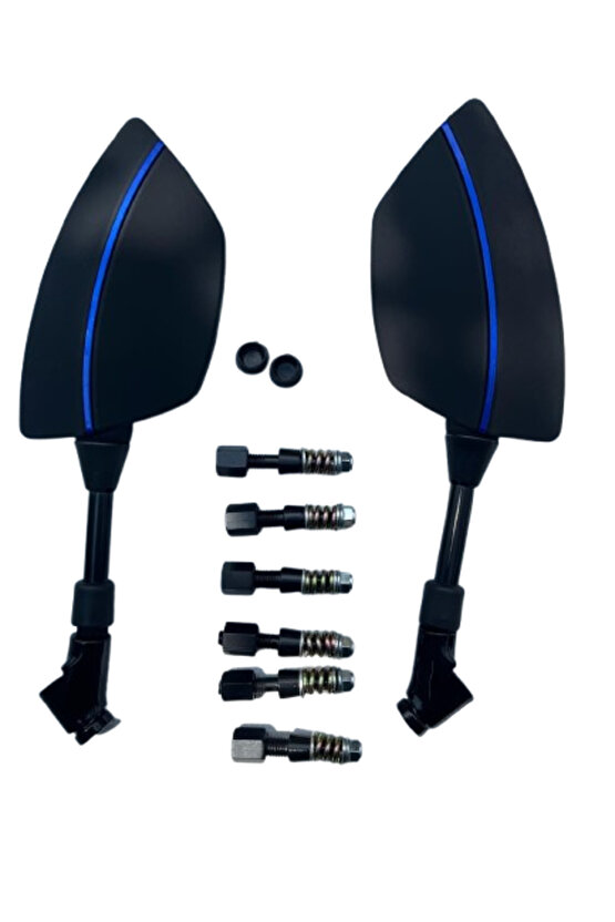 Motosiklet Ayna 426 Mavi Şeritli Üniversal 8-10 mm Uyumlu Marka Model Fark Etmez