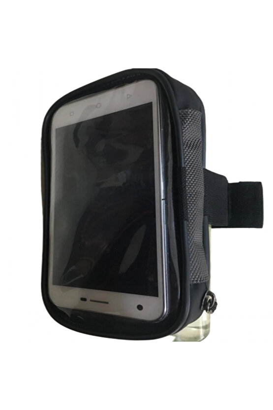 Siyah Su Geçirmez Kol Bağlantılı Lastikli Ayarlı Telefon Tutucu