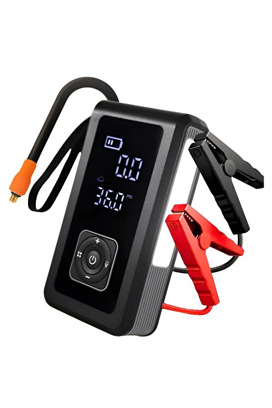 Multi Function Jump Starter Şarjlı Lastik Şişirme Pompası Akü Takviye Acil Durum Led Işık Powerbank