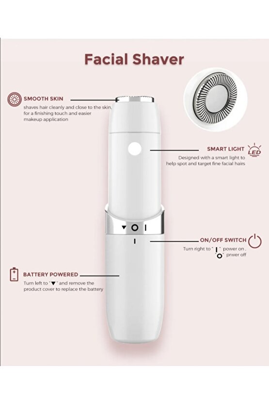 Yüz Epilasyon Aleti Acısız Kadın Yüz Tüyü Temizleyici Taşınabilir Traş Makinesi 10.000RPM LED Işıklı
