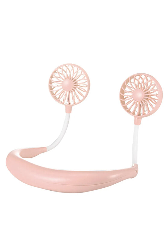 Giyilebilir Kablosuz Şarjlı Taşınabilir Mini Fan Vantilatör Pembe