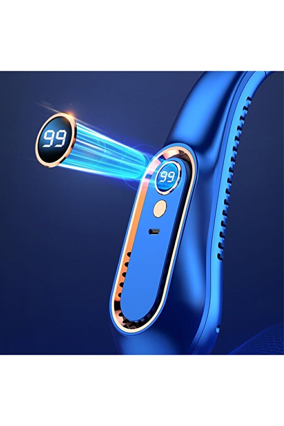 LED GÖSTERGELİ BOYUN FANI ŞARJLI TAŞINABİLİR SERİNLETİCİ VANTİLATÖR 5 HIZ AYARLI BOYUNLUK FAN
