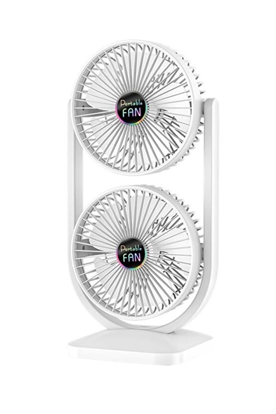 ŞARJLI MASAÜSTÜ ÇİFTLİ VANTİLATÖR MİNİ SERİNLETİCİ FAN